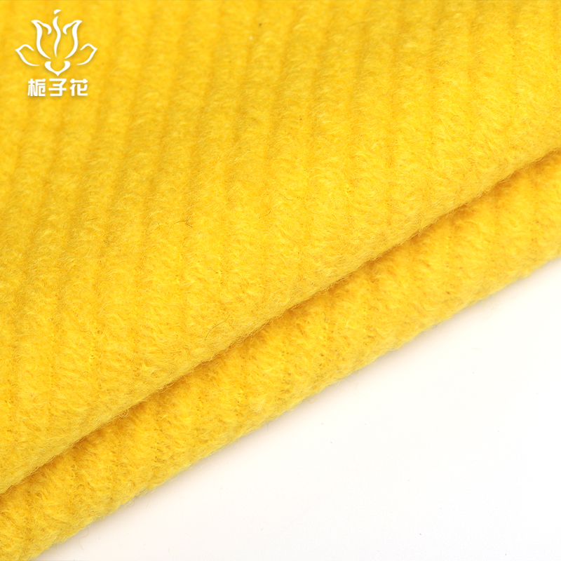 High quality yellow yarn dyed 453gsm 50%wool 50%polyester knitted fabric