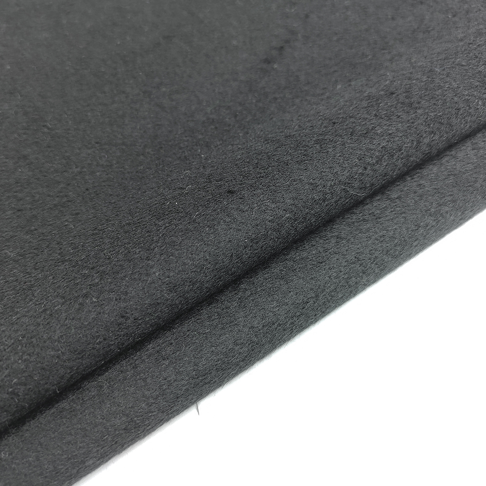 Black 100 wool single sided smooth wool fabric for coats