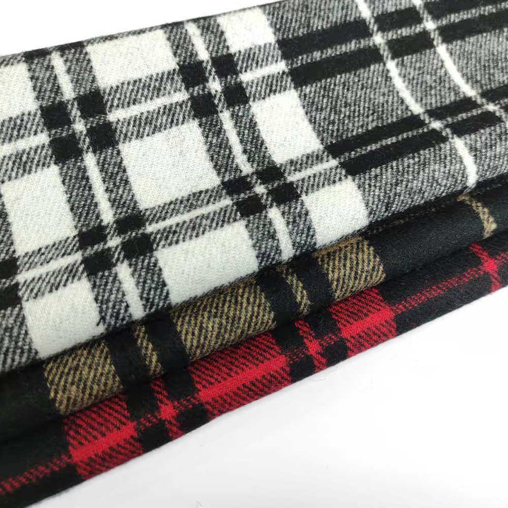 45 wool 30 viscose 25 polyester flannel plaid fabric for coats