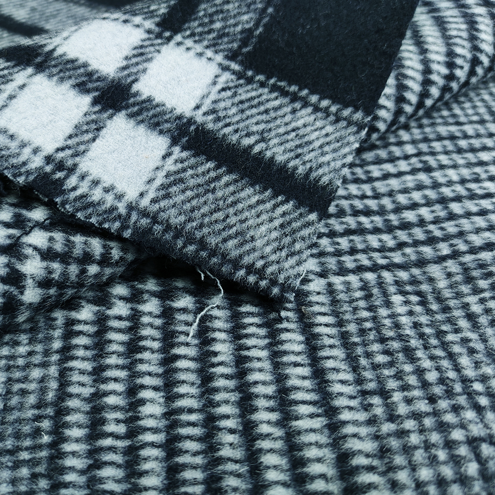 80% wool double sided wool plaid fabric