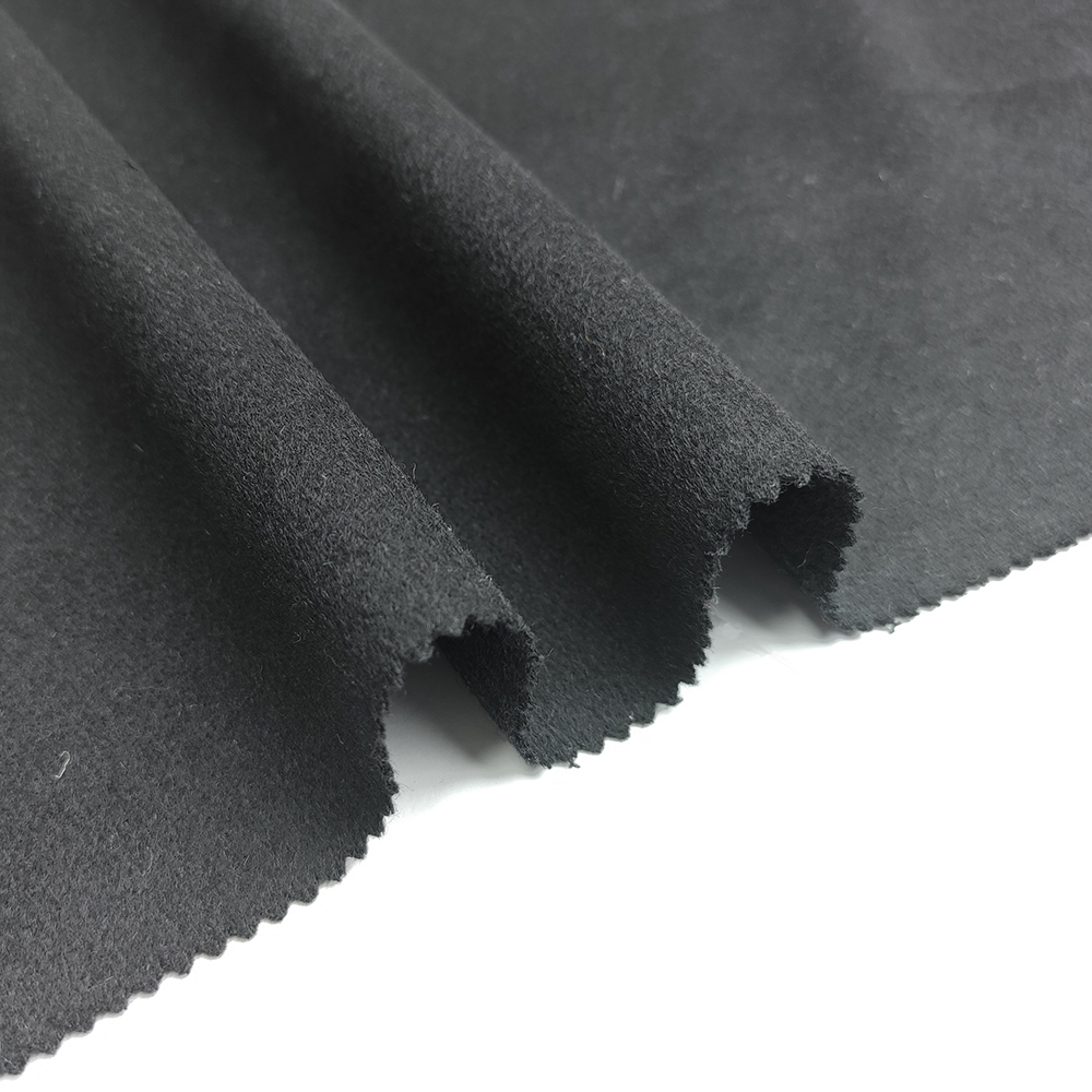 High quality black 100 wool single sided smooth wool fabric for coats