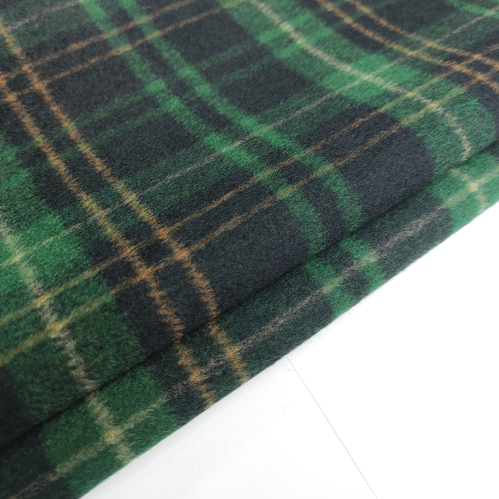 50 wool 50 polyester double sided smooth wool plaid fabric for coats