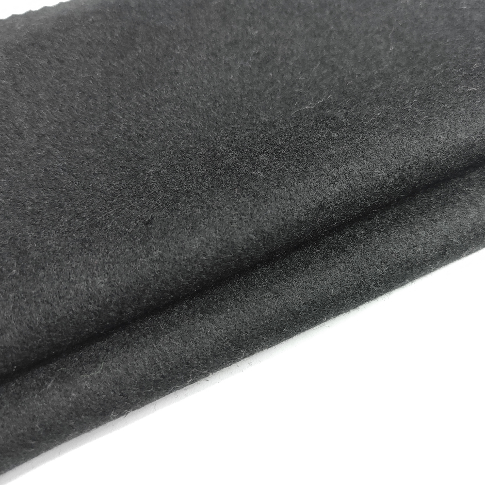 50 wool black melton fabric