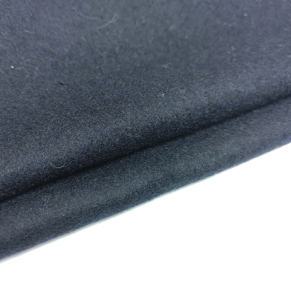 50% wool navy blue melton fabric