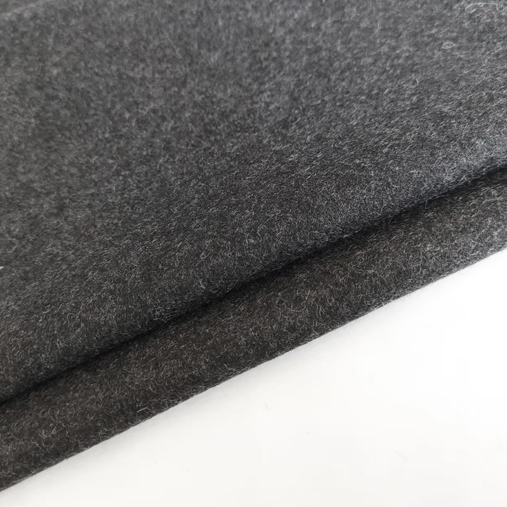 Dark grey Melton 60% wool fabric